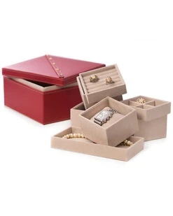 Studded Leather 2-Level Jewelry Box Home