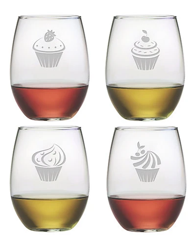 Susquehanna Glass "Cupcakes" Set Of 4 Stemless Glasses Home 1 Susquehanna Glass "Cupcakes" Set Of 4 Stemless Glasses Home