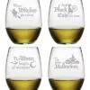 Susquehanna Set Of 4 Halloween Verse Assortment Stemless Wine Glasses Home
