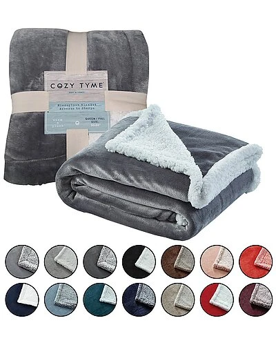 Saleem Flannel Reversible Heathered Sherpa Throw Home 3 Saleem Flannel Reversible Heathered Sherpa Throw Home - Image 3