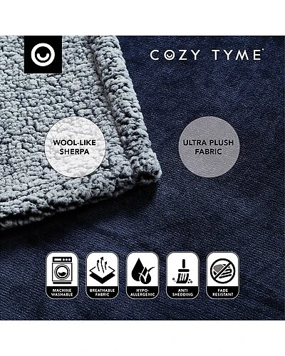 Saleem Flannel Reversible Heathered Sherpa Throw Home 4 Saleem Flannel Reversible Heathered Sherpa Throw Home - Image 4