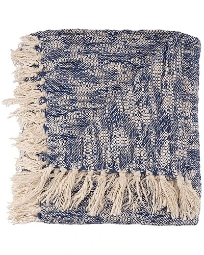 Blue Boho Chambray Throw Blanket With Fringe 1 Blue Boho Chambray Throw Blanket With Fringe