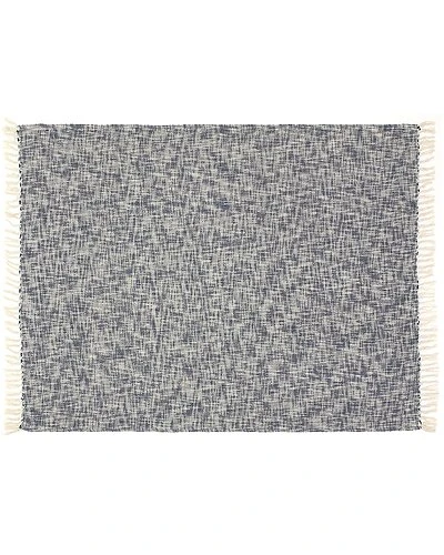 Blue Boho Chambray Throw Blanket With Fringe 2 Blue Boho Chambray Throw Blanket With Fringe - Image 2