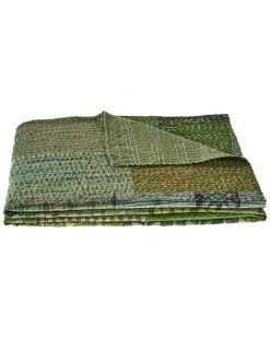 Peacock Kantha Throw Blanket