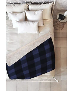 Allyson Johnson Woodsy Blue Plaid Fleece Throw Blanket Home