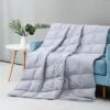 Lightweight Down And Feather Fiber Throw Reversible Blanket Home