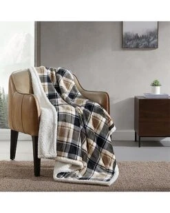 Eddie Bauer Rugged Plaid Ultra Soft Plush Fleece-Reversible Throw Blanket Home