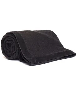 Cotton Slub Throw With Velvet Border Home