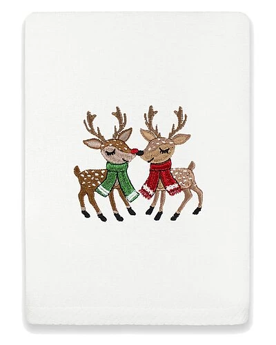 Christmas Kisses - Embroidered Luxury Turkish Cotton Hand Towel 1 Christmas Kisses - Embroidered Luxury Turkish Cotton Hand Towel