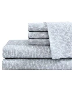 Tommy Bahama Lago Croco Tile Cotton Blend 1000 Thread Count Sateen Sheet Set Home