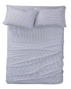 Pinstripe White Navy Sheet Set Home -Home Furnishing Store 3033788315 RLLD 4