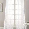 Leaf Swirl Embroidered Curtain Panel Pair