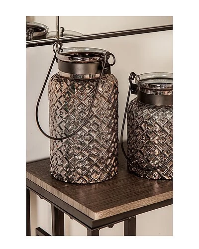 Black Glass Industrial Candle Holder Lantern Home 3 Black Glass Industrial Candle Holder Lantern Home - Image 3