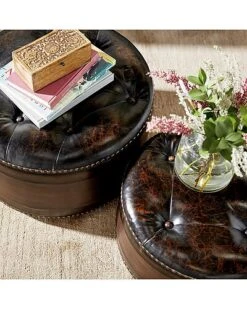 Set Of 3 Traditional Round Wood Storage Ottoman Home -Home Furnishing Store 3050026468 RLLD 6