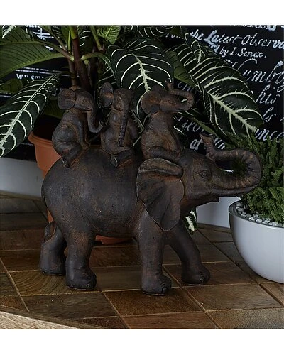 Eclectic Elephant Brown Polystone Sculpture Home 2 Eclectic Elephant Brown Polystone Sculpture Home - Image 2