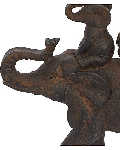 Eclectic Elephant Brown Polystone Sculpture Home 4 Eclectic Elephant Brown Polystone Sculpture Home - Image 4