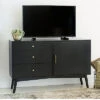 52in Mid-Century Modern Wood TV Storage Console Home