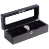 Lacquered Carbon Fiber Steel Gray 5-Watch Storage Case Home