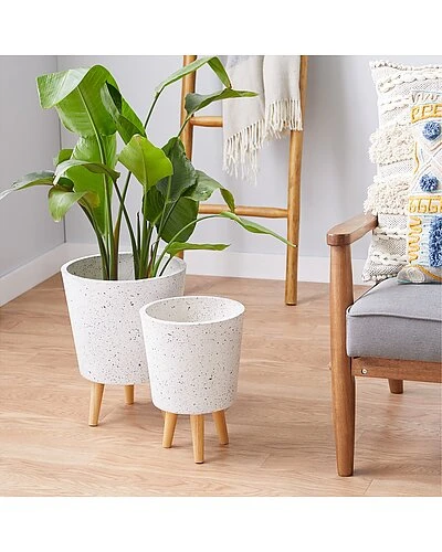 Set Of 2 Wood Contemporary Planters Home 2 Set Of 2 Wood Contemporary Planters Home - Image 2