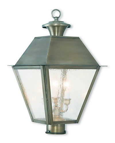 Livex Lighting Mansfield 3-Light Vintage Pewter Post-Top Lantern Home 1 Livex Lighting Mansfield 3-Light Vintage Pewter Post-Top Lantern Home