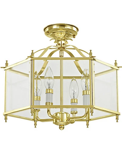 Livex Lighting Ston 4-Light PB Chain Hang/Ceiling Mount Home 4 Livex Lighting Ston 4-Light PB Chain Hang/Ceiling Mount Home - Image 4