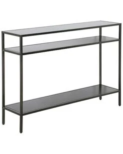 Ricardo Gunmetal Gray Console Table With Metal Shelves Home