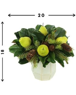 Magnolia Leaf And Green Pears Holiday Arrangement Home -Home Furnishing Store 3050118595 RLLD 3