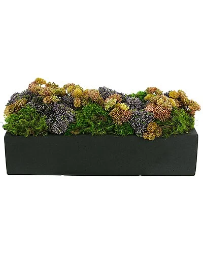 Pink Sedum And Moss Floral Arrangement Home 1 Pink Sedum And Moss Floral Arrangement Home