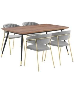 Messina And Nara Velvet 5Pc Rectangular Dining Set Home