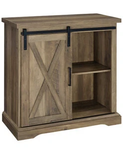 32in Farmhouse Entryway Storage Console Sliding Door Home