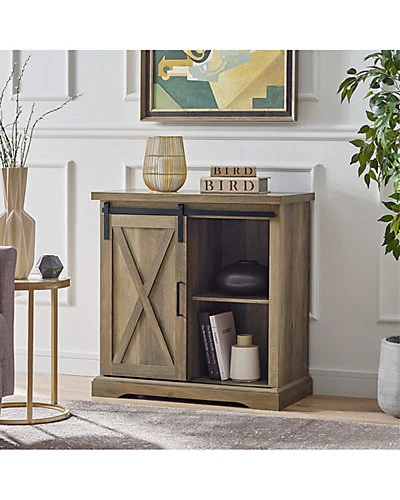 32in Farmhouse Entryway Storage Console Sliding Door Home 2 32in Farmhouse Entryway Storage Console Sliding Door Home - Image 2