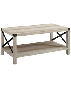 40in Farmhouse Industrial Wood Coffee Table Home