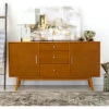 60in Mid-Century Modern Wood TV Console Home