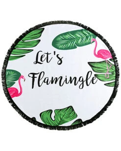 Let's Flamingle Round Beach Towel Home