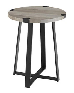 18in Farmhouse Round Side End Table Home