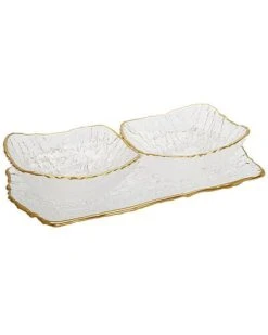 Set Of 1 Glass 2 Bowl Relish Dish Home