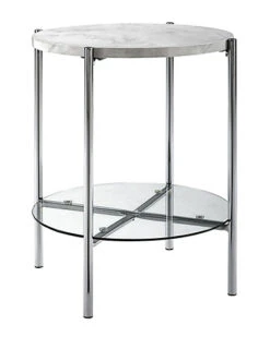20in Glam Round Side End Table Home