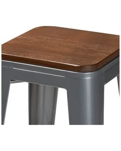 Horton Modern & Contemporary Grey Metal & Walnut Brown Finished Wood 4-Piece Bar Stool Set Home -Home Furnishing Store 3050160576 RLLD 3