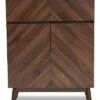 Hartman Mid-Century Modern Walnut Brown Finished Wood Shoe Cabinet Home