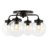 Piper 18In 4-Light Farmhouse Rustic Iron/Glass LED Semi Flush Mount Home