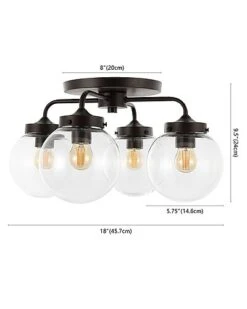 Piper 18In 4-Light Farmhouse Rustic Iron/Glass LED Semi Flush Mount Home -Home Furnishing Store 3050175219 RLLD 3
