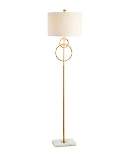 Aines 60in Modern Circle Marble Metal LED Floor Lamp Home