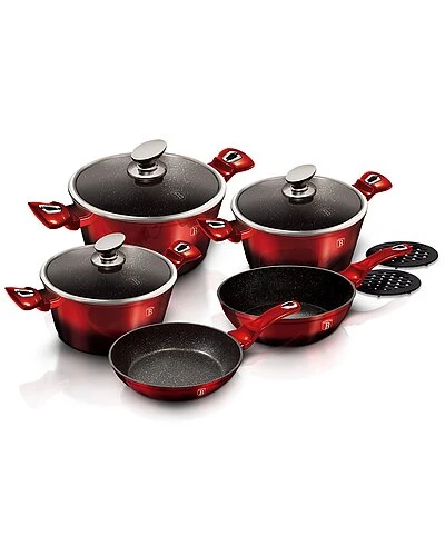 10pc Burgundy Kitchen Cookware Set Home 2 10pc Burgundy Kitchen Cookware Set Home - Image 2