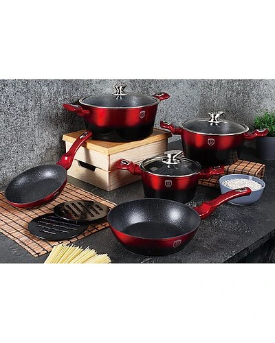 10pc Burgundy Kitchen Cookware Set Home 3 10pc Burgundy Kitchen Cookware Set Home - Image 3