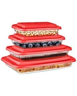 Rectangular Glass Red Bakeware (Set Of 4) Home