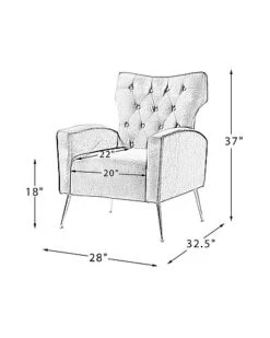 Abadiana Velvet Accent Chair/Wingback Chair -Home Furnishing Store 3050213569 RLLD 3