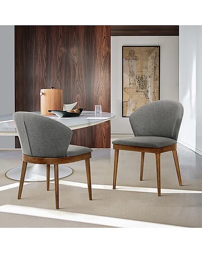 Juno Walnut Wood Dining Side Chairs, Set Of 2 Home 2 Juno Walnut Wood Dining Side Chairs, Set Of 2 Home - Image 2