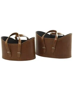 Set Of 2 Brown Leather Storage Basket Home -Home Furnishing Store 3050228147 RLLD 6