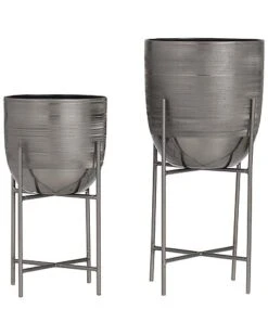 Set Of 2 Grey Modern Planter Home