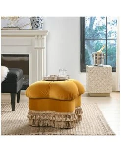 Ellen Upholstered Clover Ottoman With Gold Bullion Fringe -Home Furnishing Store 3050290534 RLLD 4